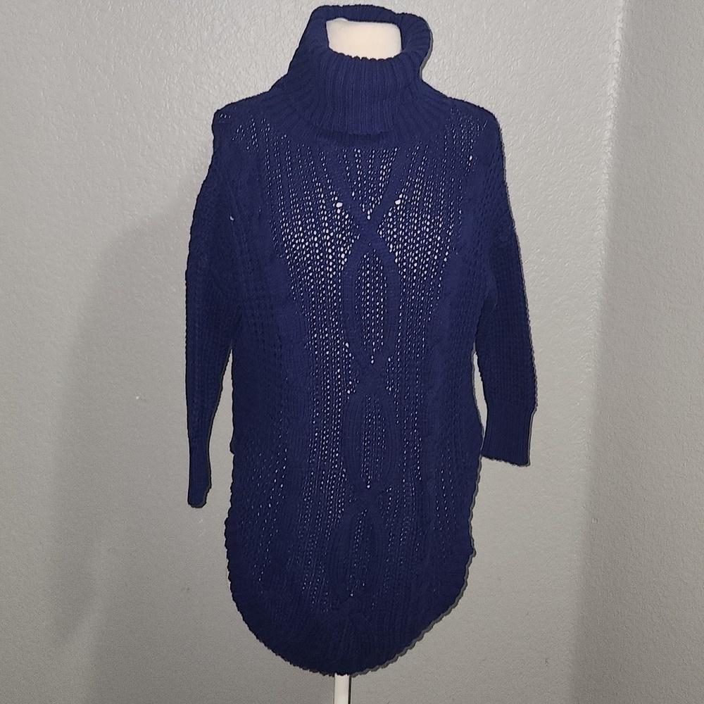 EXPRESS Royal Blue Oversized Cable Knit Sweater Size Small Vintage